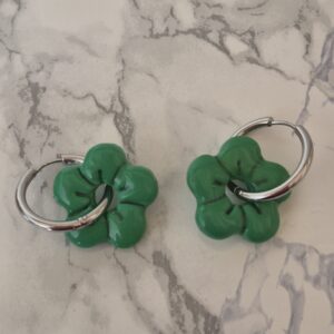 Créoles interchangeables – Collection Camélia vert profond