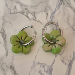 Créoles interchangeables – Collection Camélia vert clair