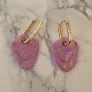 Créoles interchangeables – Collection Nélia violet dorée