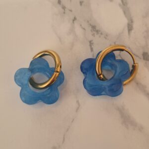 Créoles interchangeables – Collection Perléa bleu translucide