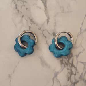 Créoles interchangeables – Collection Fleura bleu profond