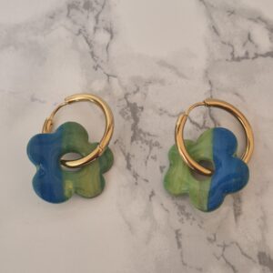 Créoles interchangeables – Collection Mélya duo bleu & vert
