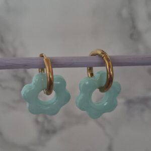🌼💙 Boucles d’oreilles enfant fleurs bleu pastel ✨👧