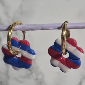 Boucles d’oreilles Fleurs Ondulées Tricolores 🇫🇷